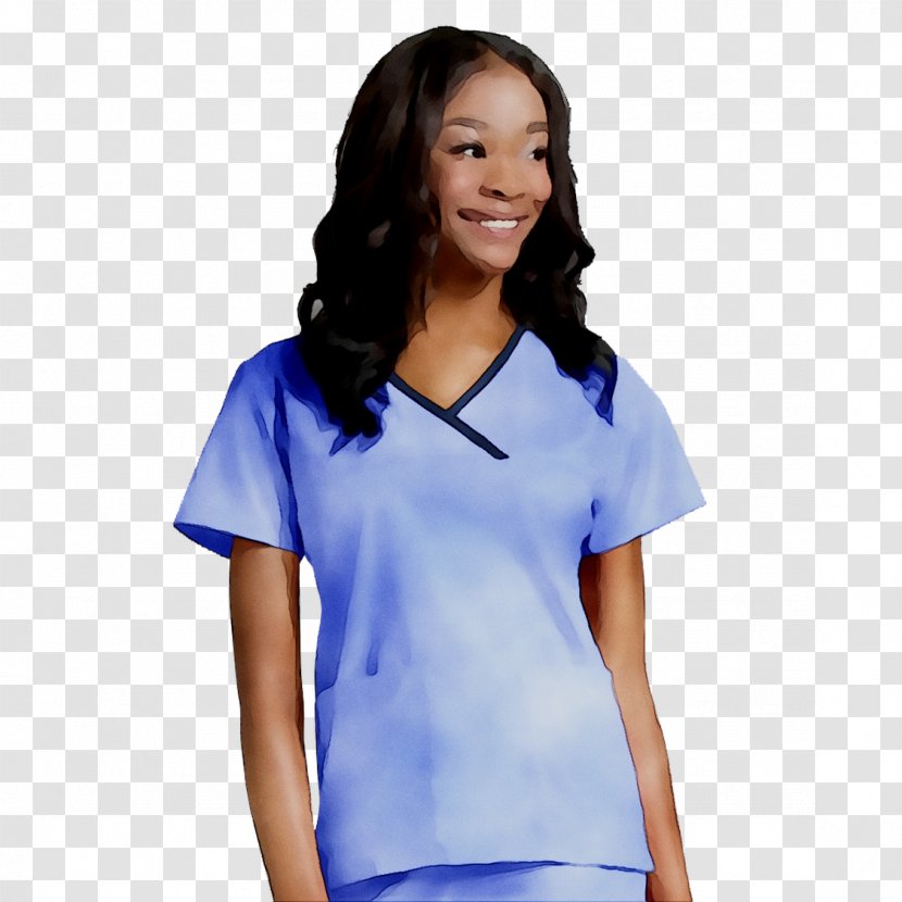 T-shirt Sleeve Top Collar Scrubs - Cobalt Blue - Electric Transparent PNG