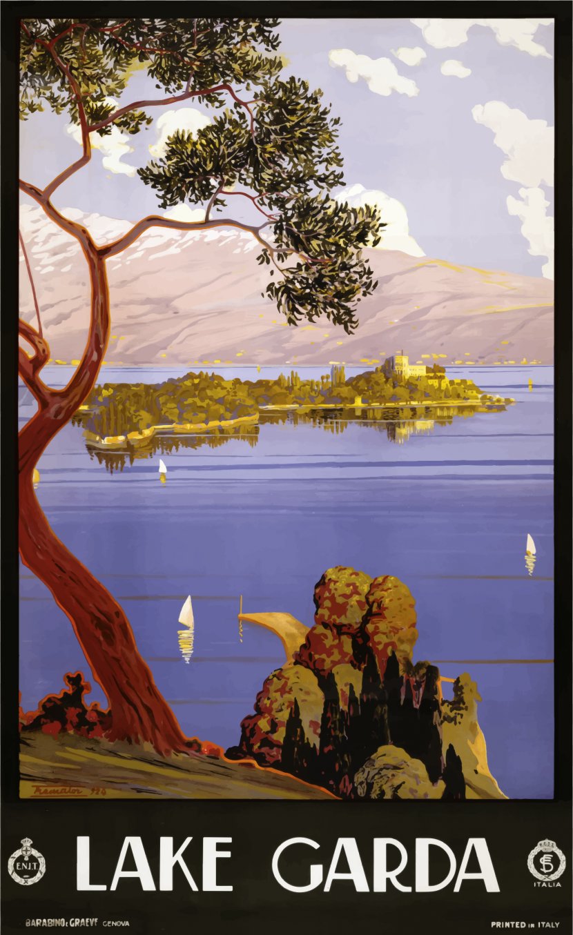 Lake Garda Como Garda, Veneto Poster - Art - Vintage Cliparts Transparent PNG