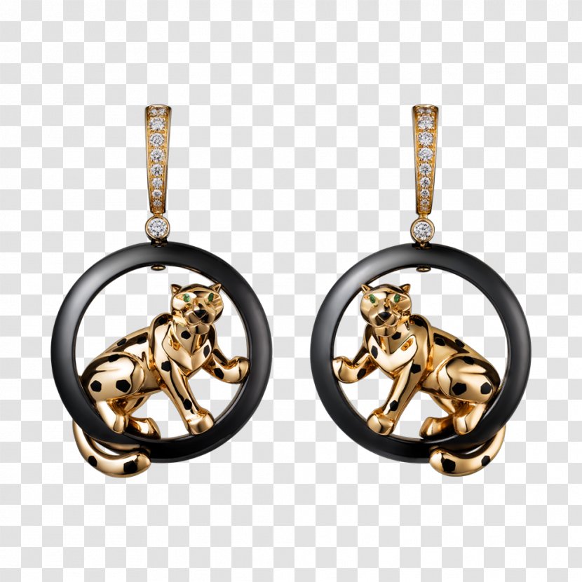 Earring Leopard Jewellery Cartier Gold - Diamond Transparent PNG