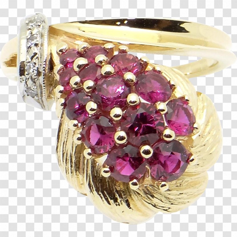 Ruby Ring Colored Gold Magenta Jewelry Design - Diamond Transparent PNG