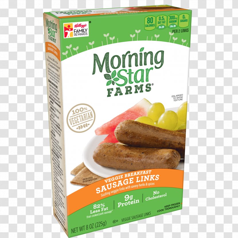 MorningStar Farms Veggie Breakfast Sausage Links Burger Vegetarian Cuisine - Meat Transparent PNG