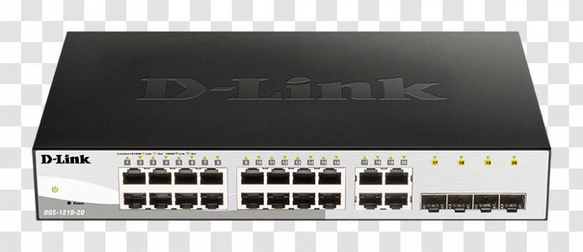 Network Switch Gigabit Ethernet D-Link Web Smart DGS-1210-10P Small Form-factor Pluggable Transceiver - Audio Receiver - Enterprise Business Flyer Transparent PNG