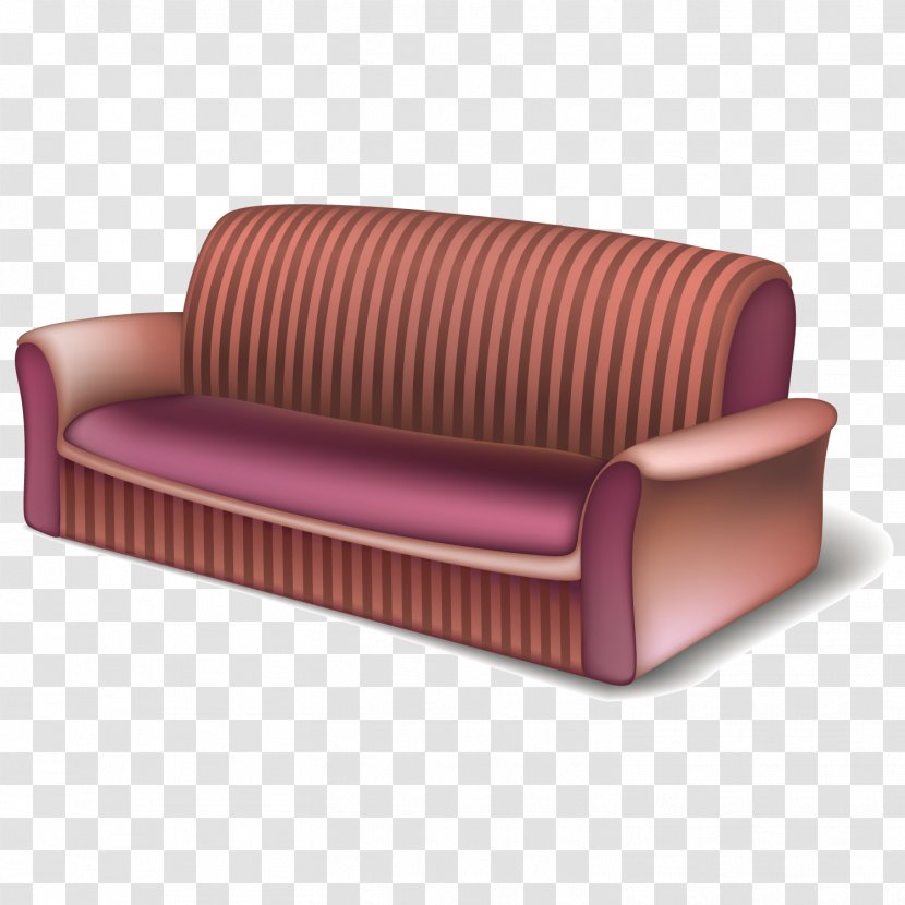 Living Room Bedroom Furniture - Loveseat - Vector Striped Sofa Transparent PNG