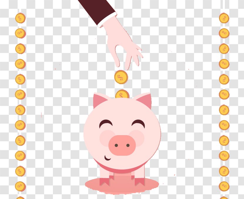 Domestic Pig - Drawing - Smiling Piggy Banks Transparent PNG