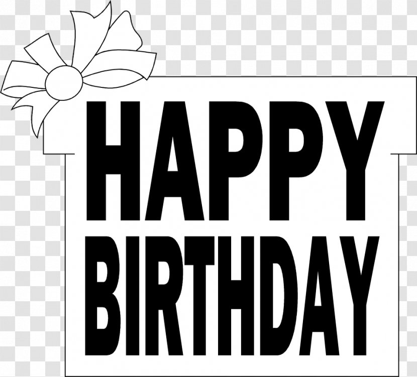 Birthday Cake Greeting & Note Cards Wish Clip Art - Black And White - Font Transparent PNG