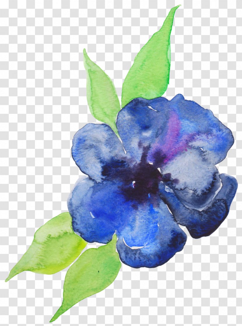Blue Watercolor Painting Flower Violet Purple - Paint - Flowers Transparent PNG