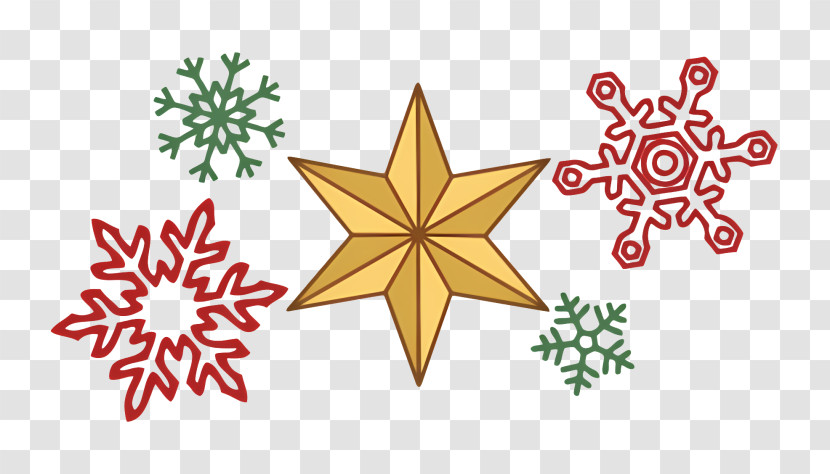 Cartoon - Holiday Ornaments With Gold Star And Snowflakes Transparent PNG