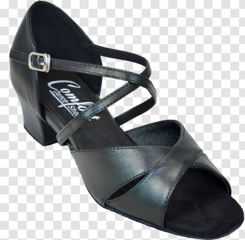 Comfort Dance Shoes Sandal Slide - High Heeled Footwear - Black Leather Transparent PNG