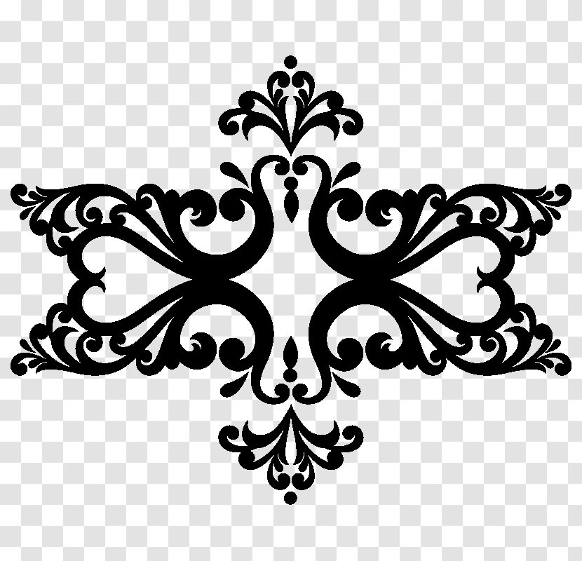 Flower Line Black M Clip Art - Leaf - Baroque Pattern Transparent PNG