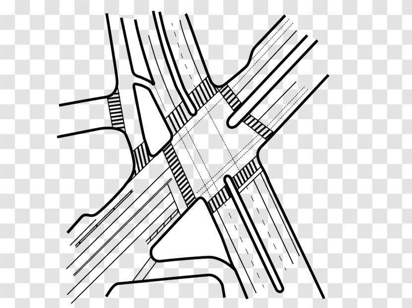 Intersection Drawing Line Art Traffic - Silhouette - Waze Transparent PNG