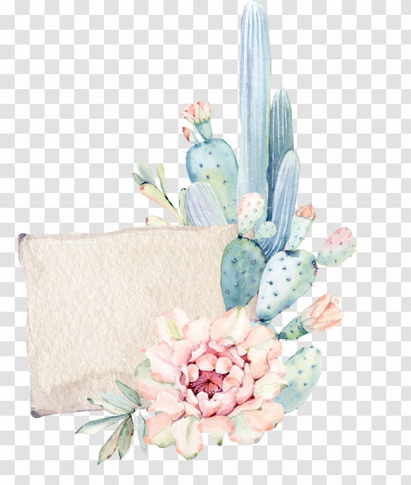Cactaceae Succulent Plant Watercolor Painting Textile - Hand Painted Cactus Transparent PNG