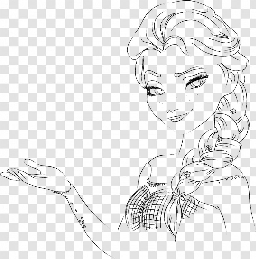 Elsa And Anna Olaf Coloring Book - Flower - Princess Line Transparent PNG