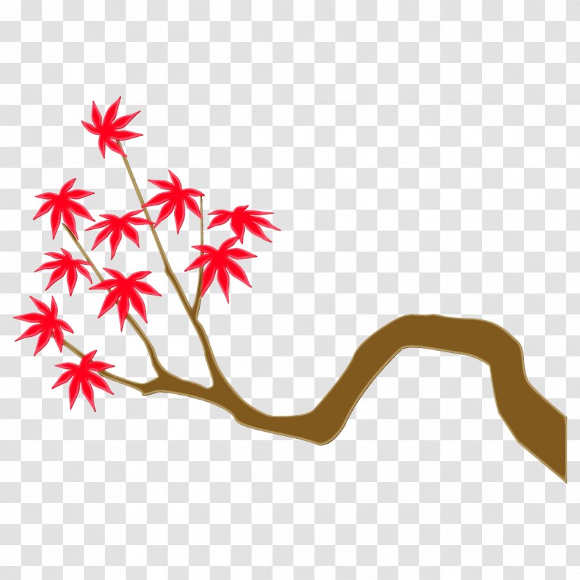 Red Leaf Tree Plant Flower - Branch Transparent PNG