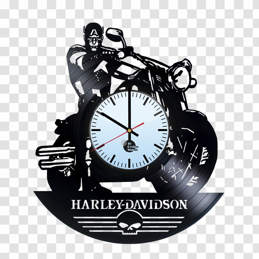 Clock Harley-Davidson Phonograph Record Motorcycle Wall - Sound Transparent PNG