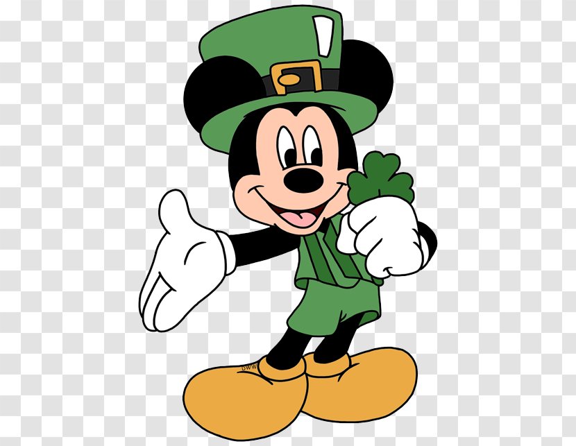 Mickey Mouse Saint Patrick's Day Minnie The Walt Disney Company Clip Art - Flowering Plant - Patrick’s，st. Patrick， Green Background Spring Transparent PNG