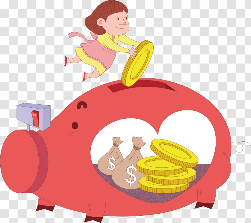 Personal Finance Investment Bank - Consumption - Red Piggy Transparent PNG