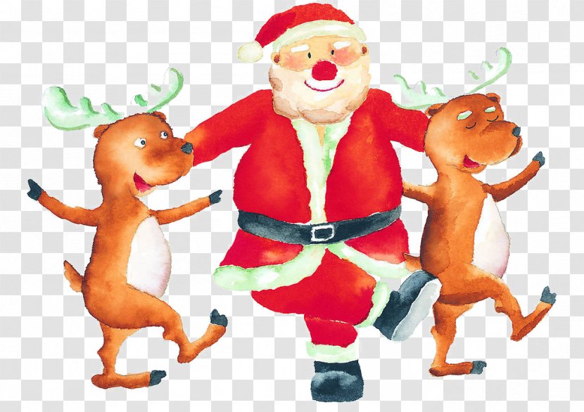 Santa Claus Reindeer Christmas Illustration - With Deer Transparent PNG