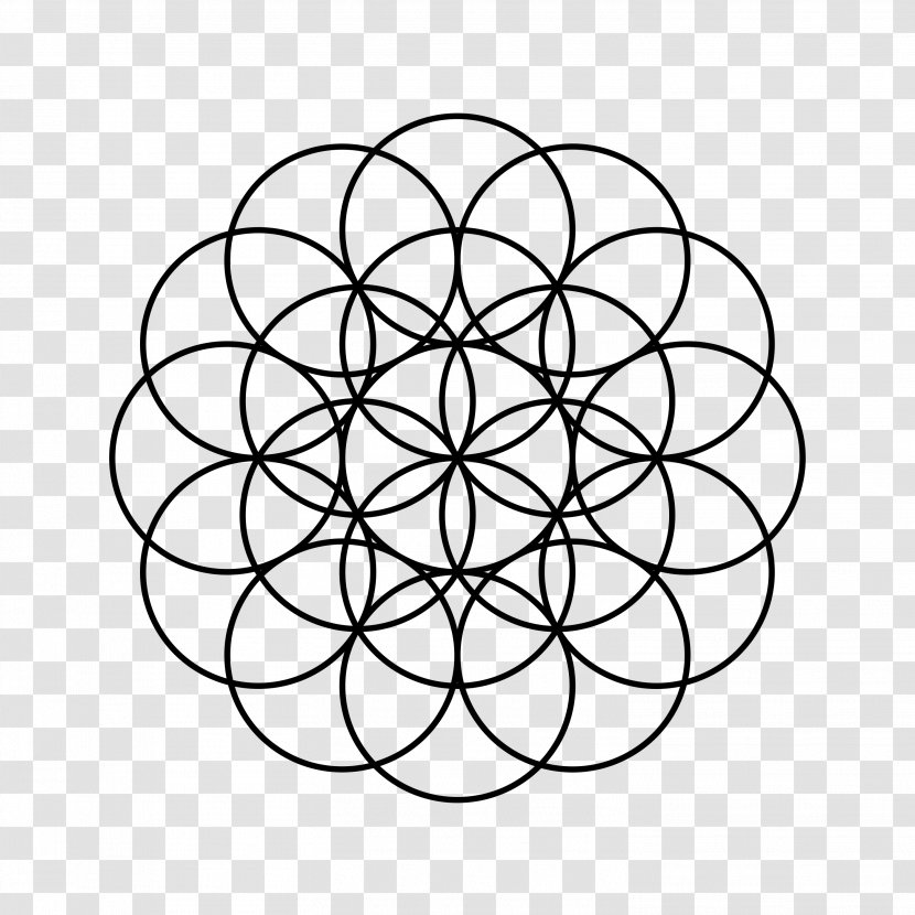 Overlapping Circles Grid Symbol Geometry Metatron's Cube - Sacred Transparent PNG