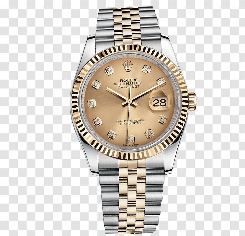 Rolex Datejust Watch Strap Dial - Colored Gold - Watches Men's Transparent PNG
