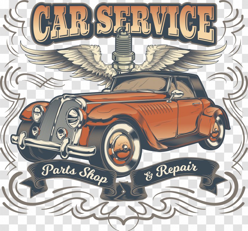 Retro Vintage Posters - Car - Wash Transparent PNG