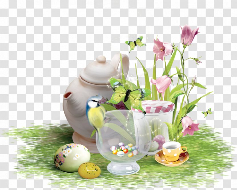 Easter Bunny Egg Drawing Basket - Floral Design - Jardin Transparent PNG