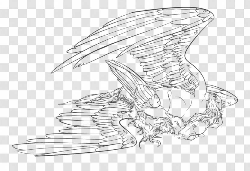 Line Art Pegasus And Dragon Horse Drawing Sketch - Silhouette - Wing Transparent PNG