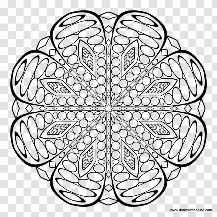 Coloring Book Mandala Adult Page - Black And White - Easter Bunny Transparent PNG
