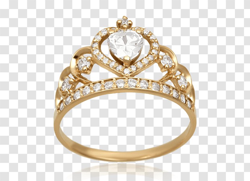 Claddagh Ring Crown Gold Diamond - Silver Transparent PNG