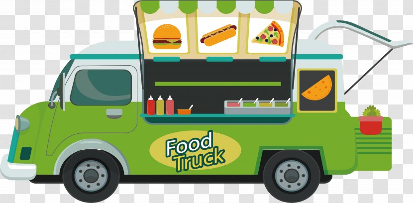 Hot Dog Hamburger Fast Food Take-out Car - Dining - Green Snack Transparent PNG