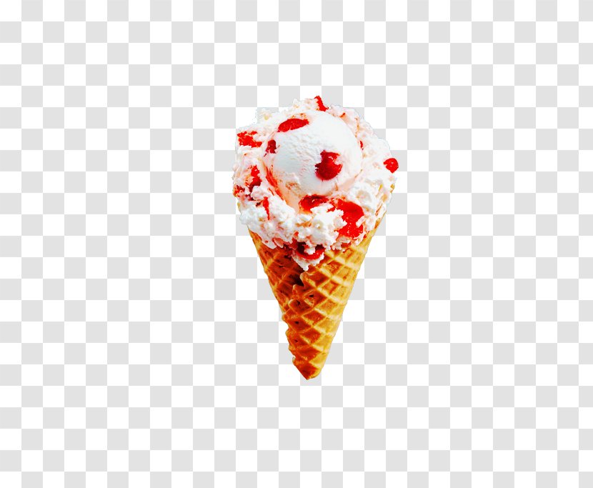 Ice Cream Cone Soft Serve Maker - Food - Strawberry Snowball Cones Transparent PNG