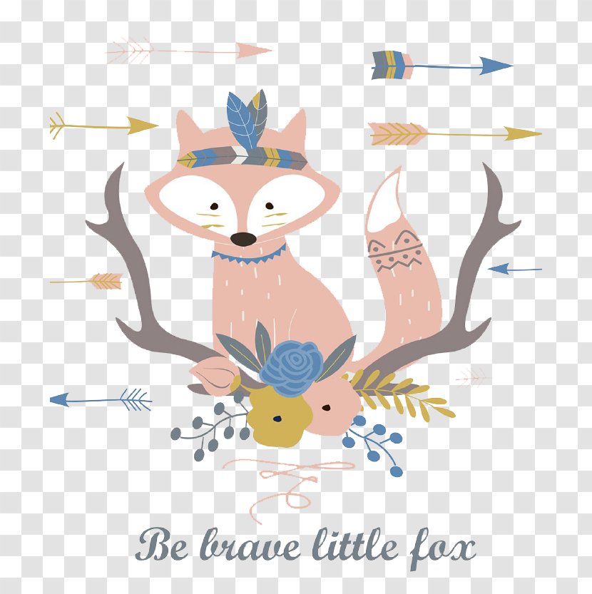 Cartoon Illustration - Reindeer - The Fox On Branches Transparent PNG