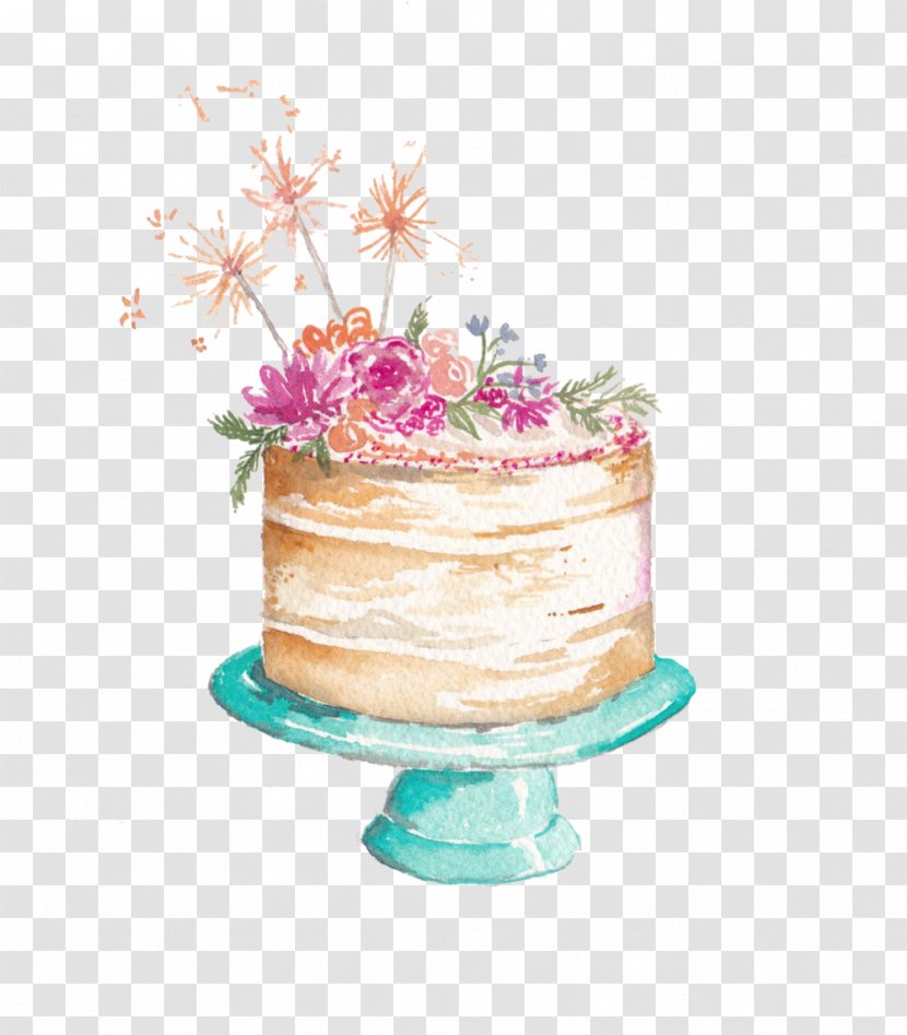Frosting & Icing Wedding Cake Hummingbird Torte Sugar - Ceremony Supply - Watercolor Transparent PNG