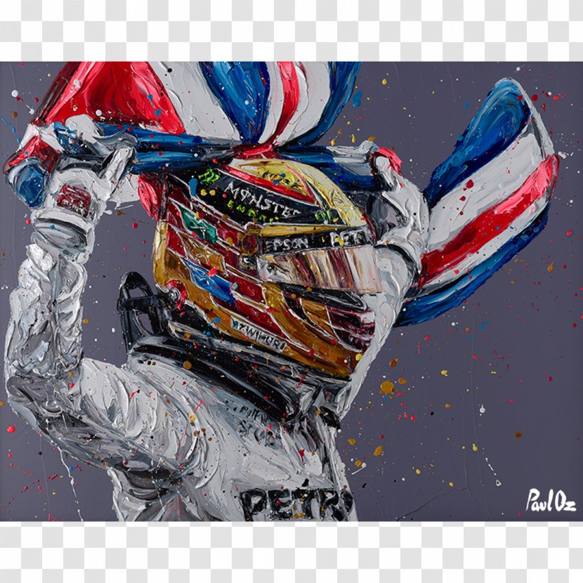 Formula 1 Art Canvas Auto Racing Painting - Lewis Hamilton Transparent PNG