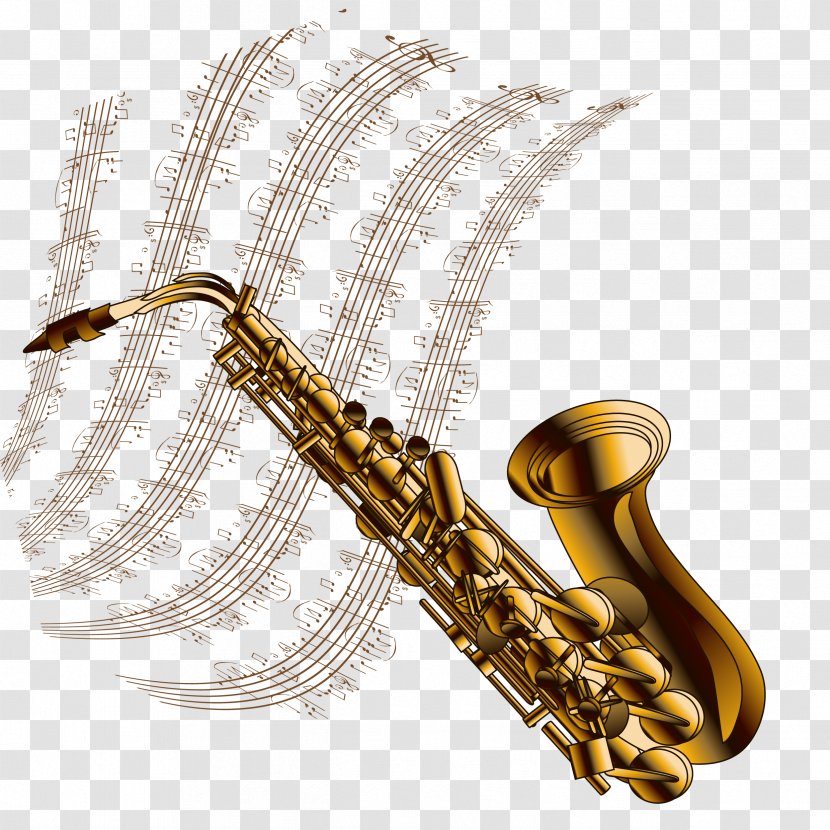 Musical Instrument Saxophone Drawing - Flower - Playing Score Transparent PNG