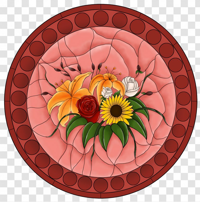 Floral Design Cut Flowers Orange S.A. - Round Stained Glass Window Transparent PNG