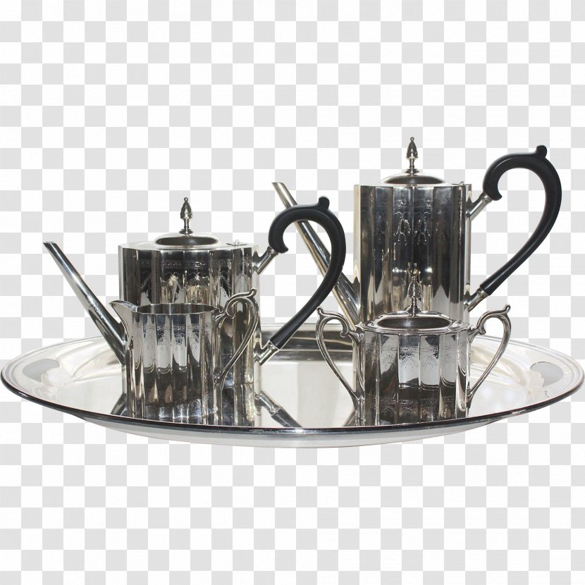 Coffee Cup Tea Set Tray - Sterling Silver Transparent PNG