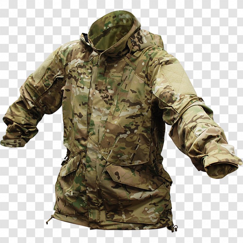 Smock-frock MultiCam Jacket Zipper Parka - Camouflage Transparent PNG
