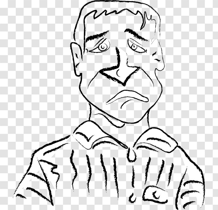 Sadness Cartoon Man Clip Art - Watercolor - Free Hand Images Transparent PNG