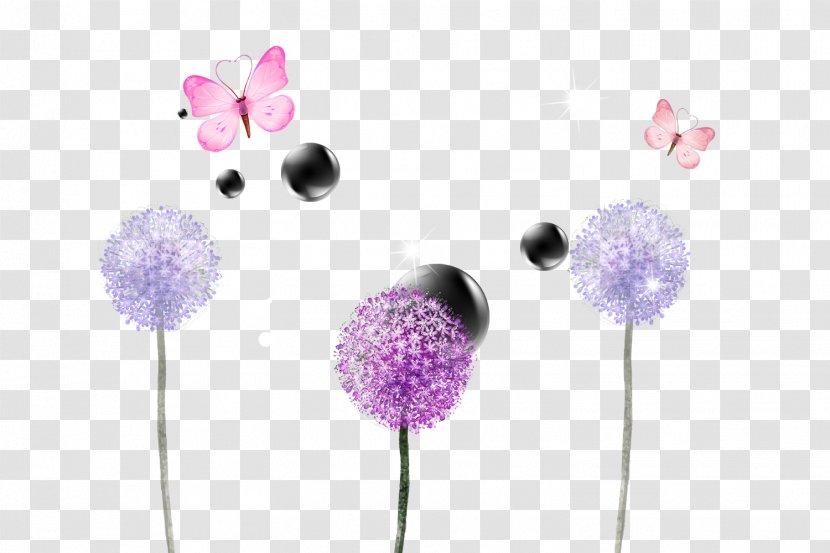Bubble Butterfly Dandelion - Lilac - Pink Transparent PNG