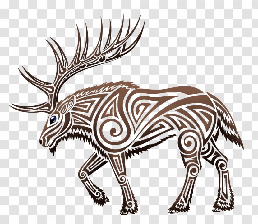 Elk Deer Moose Tattoo Clip Art - Fauna Transparent PNG