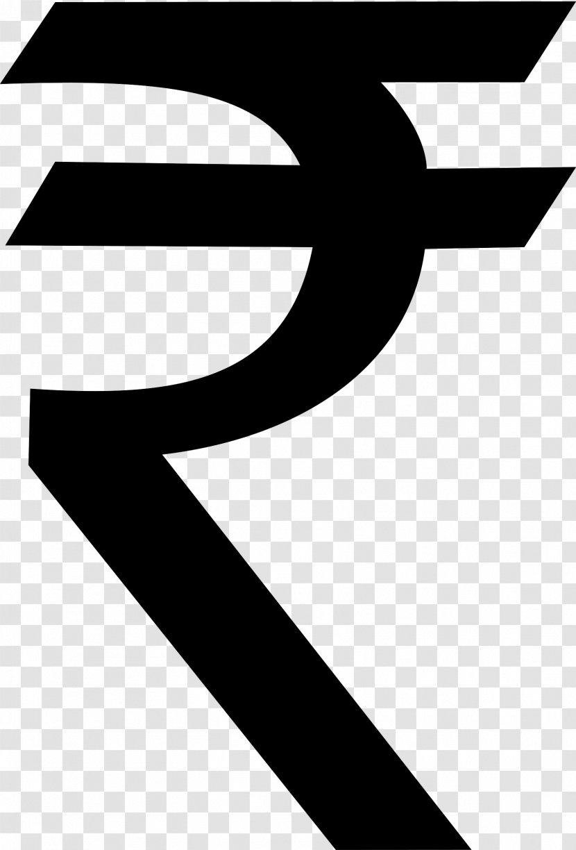 Indian Rupee Sign Currency - Black And White - India Transparent PNG