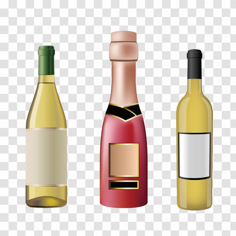 White Wine Red Champagne Glass Bottle - Alcoholic Drink - And Vector Material Transparent PNG