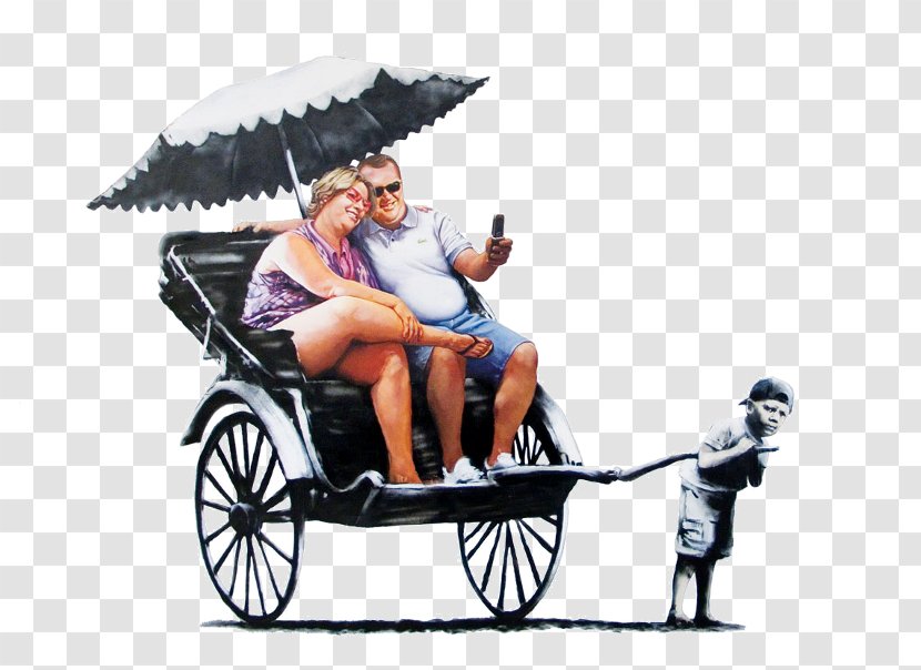 Rickshaw Artist Banksy Street Art - Mode Of Transport Transparent PNG