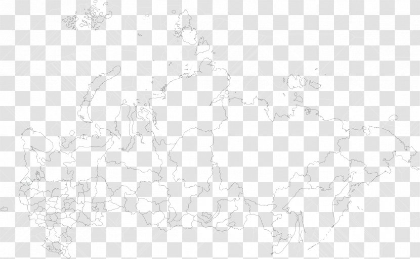 White Line Art Russia Blank Map Sketch - Black And Transparent PNG