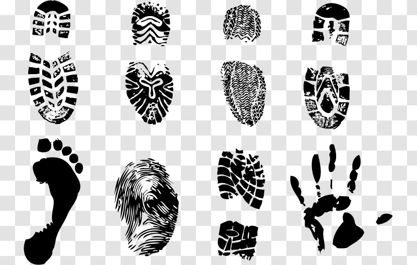 Footprint Sole Shoe - Black And White Handprints Footprints Transparent PNG