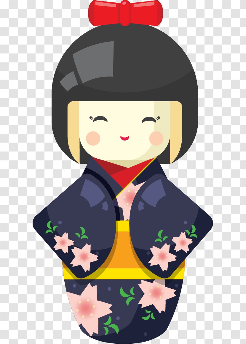 Japanese Dolls Geisha - Vector Hand-painted Traditional Transparent PNG