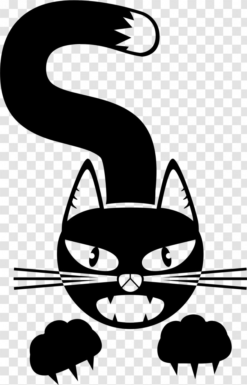 Cartoon Cat Drawing Clip Art - Carnivoran - Black Transparent PNG