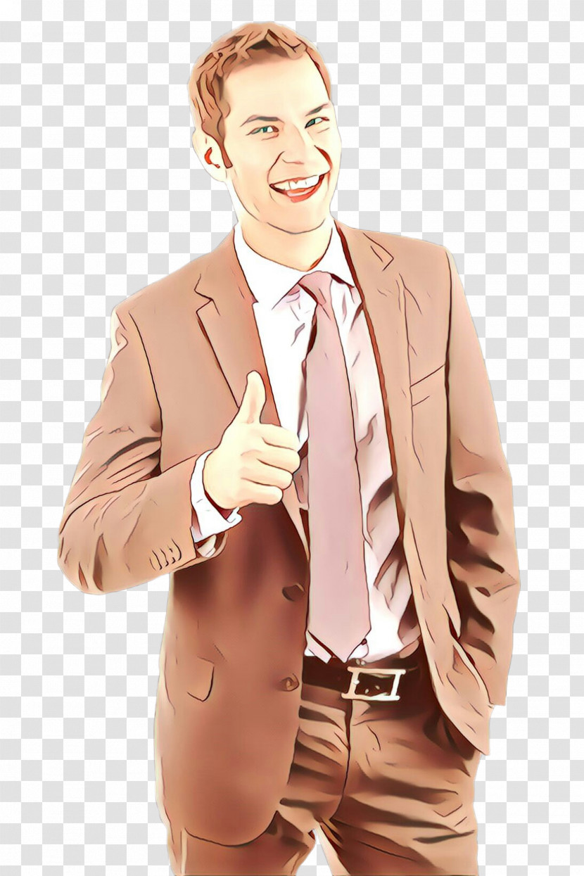 Suit Male Standing Finger Beige Transparent PNG