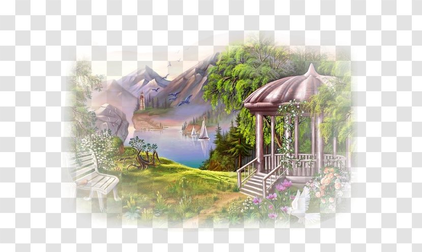 Landscape Painting Image Embroidery - Cottage Transparent PNG