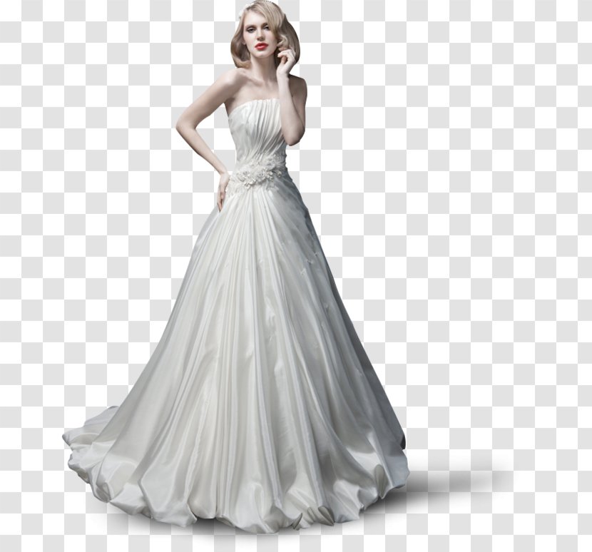 Contemporary Western Wedding Dress - Flower - White Long Skirt Model Transparent PNG